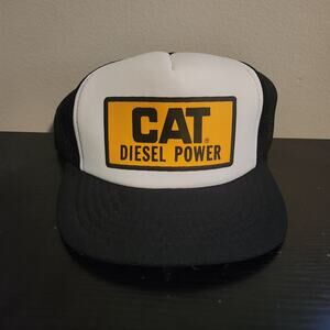 Vintage NOS CAT Diesel Power Hat Mesh Snapback Yupong Printed Rare 70s 80s 90s